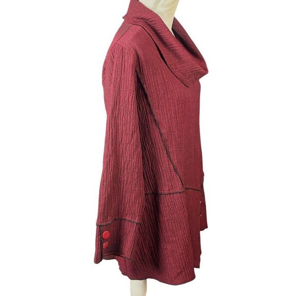 Habitat Clothes To Live In Tunic Size Medium Burgundy Cowl Neck Lagenlook Boho - Picture 4 of 11